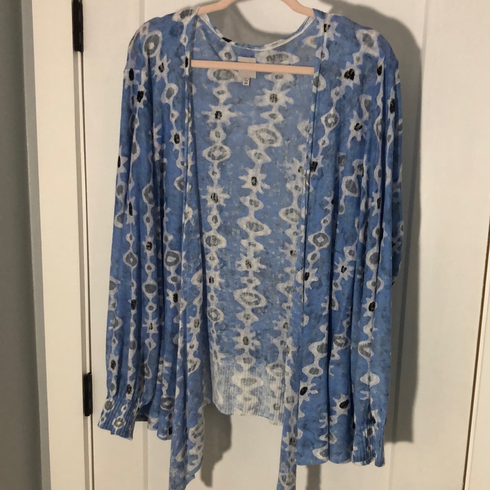 Nic + Zoe Draped Front Print Cardigan Size 2X